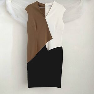 Calvin Klein Asymmetrical Color-block Sleeveless Sheath Dress Size 12